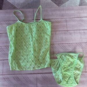Vintage Y2K Lime Green  Lacy Cami Set Sz. Woman’s Large